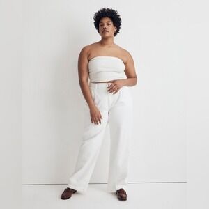 NEW Madewell Women's 32 The Harlow Wide-Leg Jeans White High Waist 100% Cotton